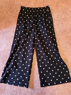 Black Polka Dot Wide-Leg Women's Pants